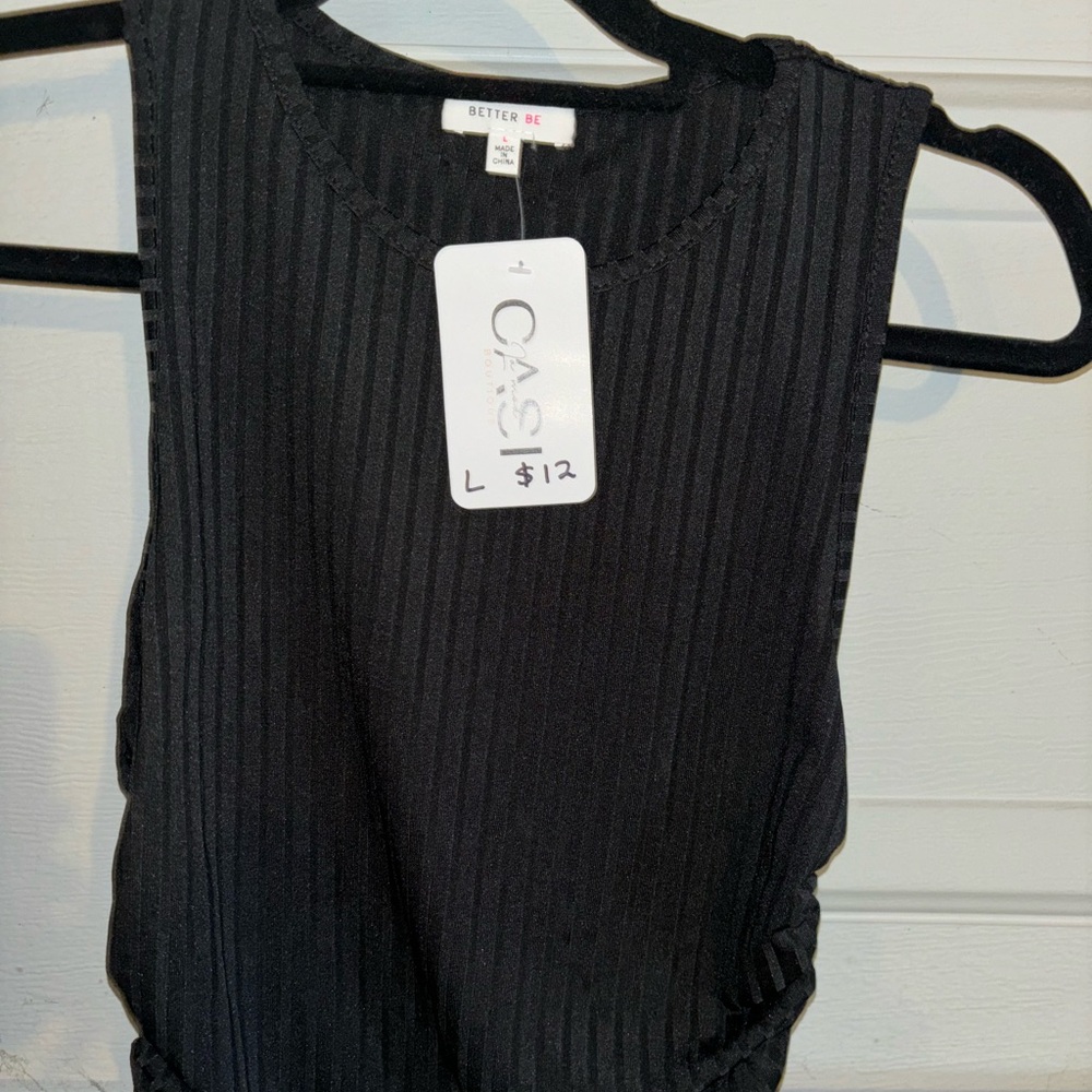 Black Ribbed Women's Top